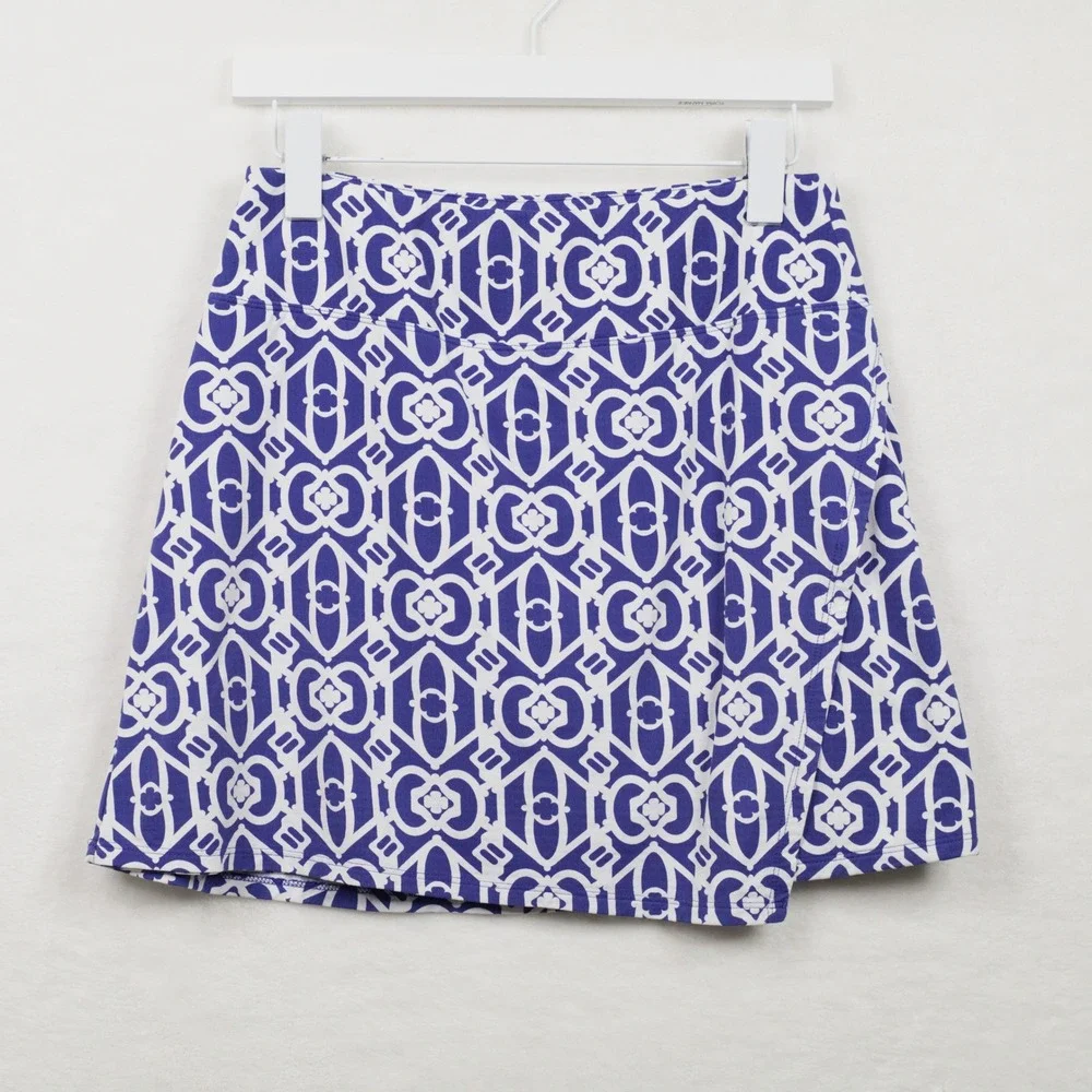IBKÜL Geometric Print‎ Athletic Golf Tennis Pickleball Skort Blue White Sz S